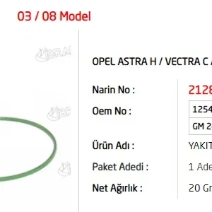 YAKIT DEPO CONTASI OPEL ASTRA H - VECTRA C - SIGNUM - ZAFIRA B