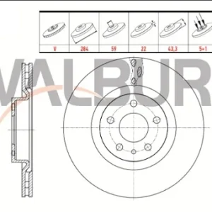 FREN DİSKİ ON HAVALI 5 BJN 284X22X59X43,3 FIAT EGEA 1.3 MJT - 1.6 MJT - 1.4 16v - 1.6 16v 2015- / 5