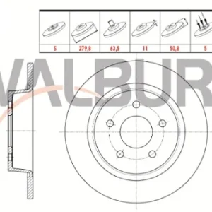 FREN DİSKİ ARKA DUZ 5 BJN 280X11X63,5X50.8 FORD KUGA II 1.6 16v - 2.0 TDCI 2013-/ C-MAX II 1.6i - 1