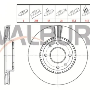 FREN DİSKİ ON HAVALI 4 BJN 280X26X69X47,3 HYUNDAI ELANTRA 1.6i - 2.0 CRDI - 2.0 2001-2007/ SONATA