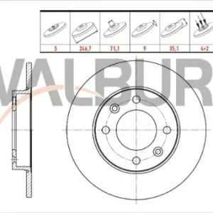 FREN DİSKİ ARKA DUZ 4 BJN 246,7X9X71,1X35,1 307 1.4-1.4 HDI-1.6-1.6 HDI-2.0 2000-2007/PARTNER 1.6 H