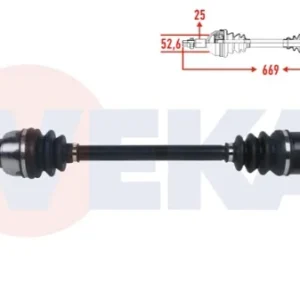 AKS KOMPLE SOL ÖN UZUNLUK 669mm RENAULT SCENIC II 1.6i 16v A-T 2003-2009 GRAND SCENIC II 1.6i 16v