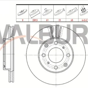 FREN DİSKİ ON HAVALI 4 BJN 239,5X21X61X45 HONDA CIVIC VI 1.5i 1995-2001 / CIVIC VI 1.4i 1995-2001 /