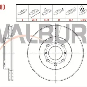 FREN DİSKİ ON HAVALI 4 BJN 261,5X21X64,15X44,7 HONDA CIVIC VII 1.6i 2000-2006 / CIVIC VII 1.4i 2000